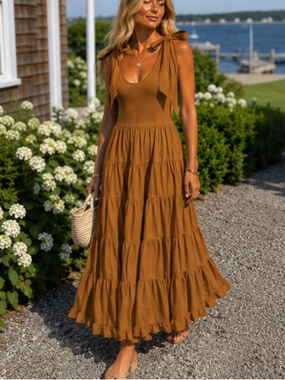 Ulla Johnson Hope Carmel Tiered Midi Dress Tapenade M w/ pockets 100% Cotton